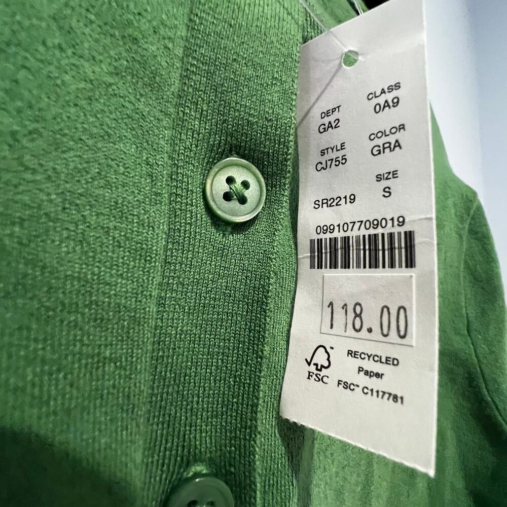 J. Crew Women's Jackie Cardigan Premium Ultra-Fine Cotton Blend Grass Size S NWT - Picture 8 of 11